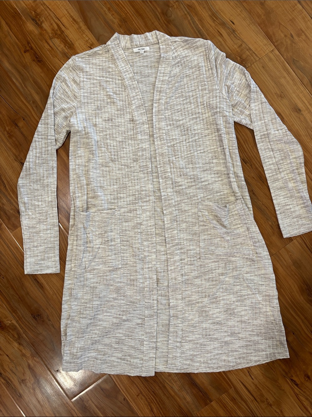 Maurices Beige Ribbed Knit Cardigan